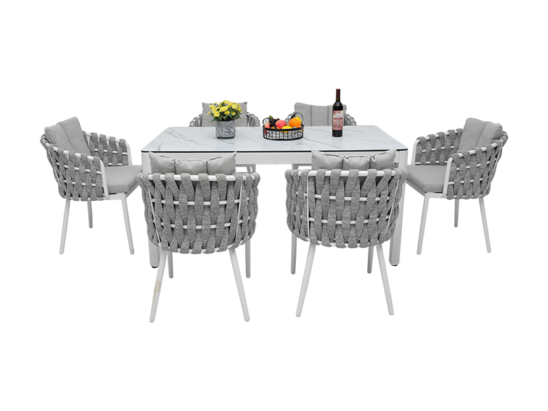 rope woven dining table chair set YQC-2795