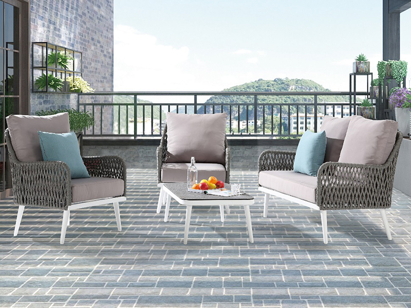 Modern Leisure Outdoor furniture garden patio aluminum frame and rope sofa set pool side rope sofa YQC-2752