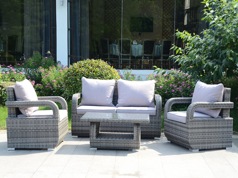 flat rattan weaving sofa set, 4pcs outdoor rattan furniture,aluminum frame YQR-508